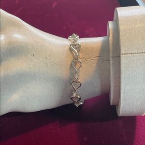 Vintage Avon Silver Heart Link Bracelet coquette Rhinestone Y2K Aesthetic